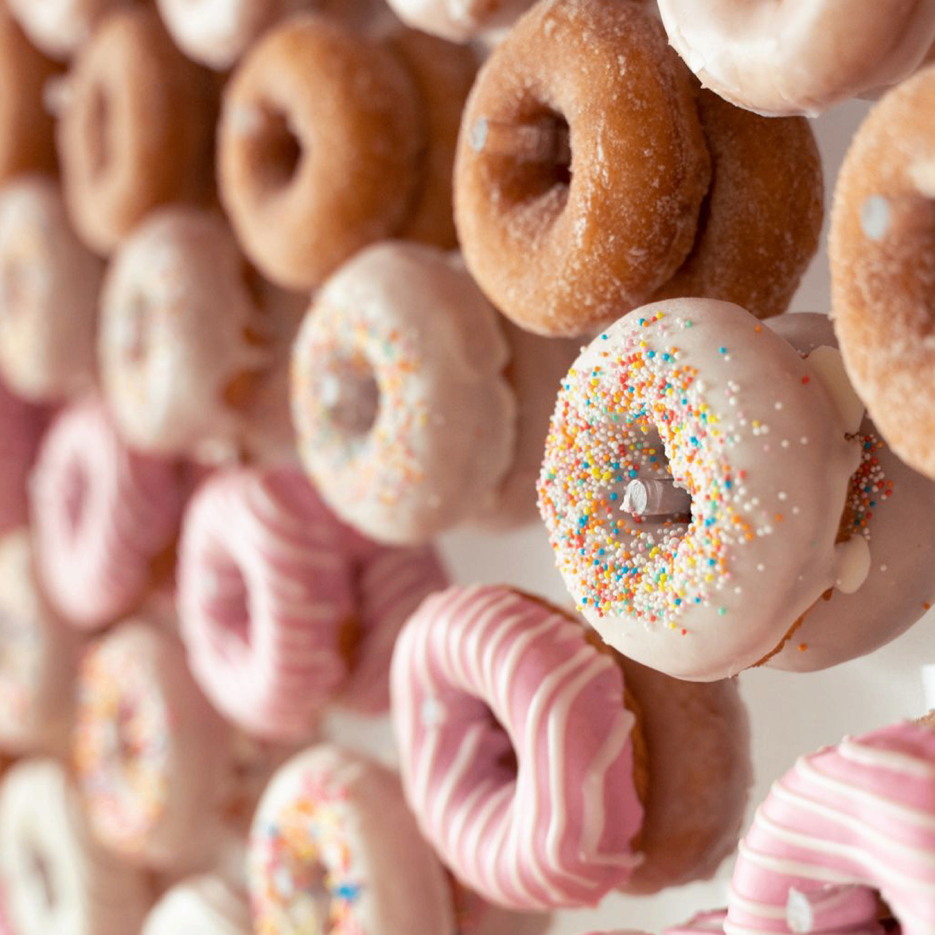 Pink glazed donuts for events