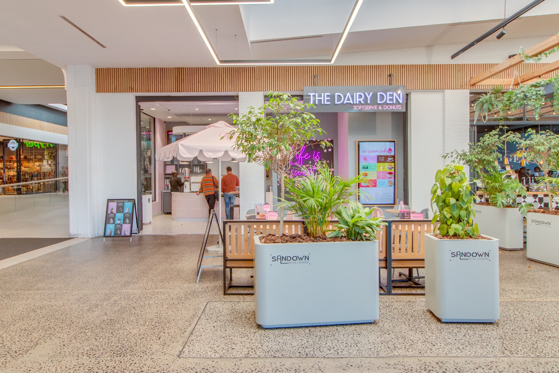 The Dairy Den courtyard seating at Sandown Retail Crossing
